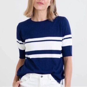 MER-SEA Court Rugby Short Sleeve Stripe Sweater Blue White Medium NWT